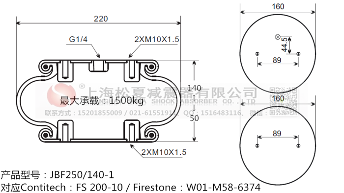 JBF250/140-1橡胶<a href='http://m.43u8.cn/' target='_blank'><u>空气弹簧</u></a>
