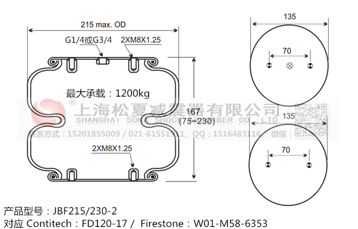 JBF215/230-2橡胶<a href='http://m.43u8.cn/' target='_blank'><u>空气弹簧</u></a>
