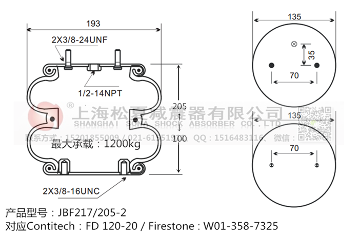 JBF217/205-2橡胶<a href='http://m.43u8.cn/' target='_blank'><u>空气弹簧</u></a>