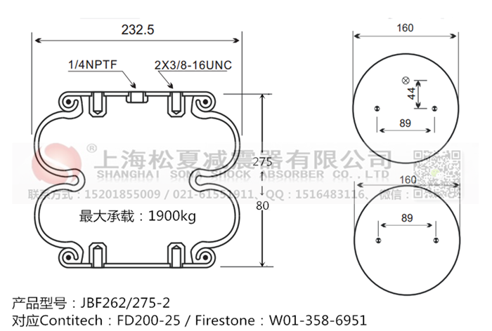 JBF262/275-2橡胶<a href='http://m.43u8.cn/' target='_blank'><u>空气弹簧</u></a>